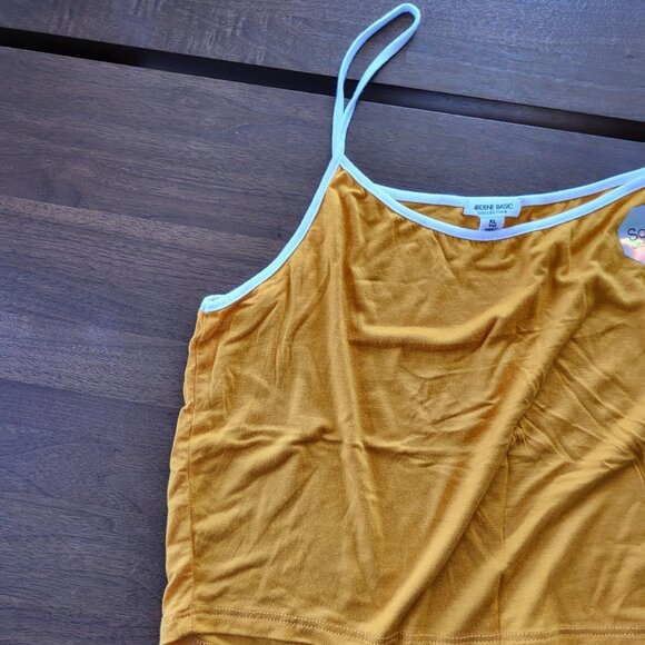 Yellow and white Fitted Crop Camisole Top - Picture 2 of 3